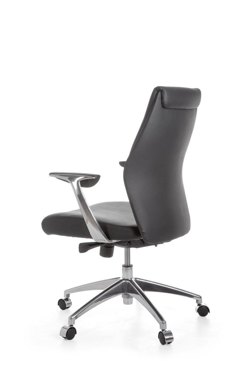 Amstyle Chefsessel SPM1.142 (Echtleder Schwarz, Bürostuhl XXL 120 kg Modern), Schreibtischstuhl Drehbar, Drehstuhl mit Armlehne