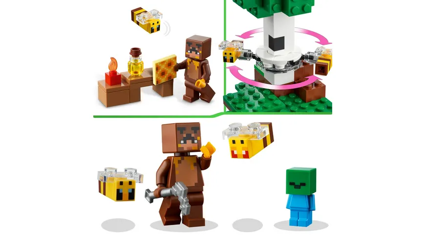 LEGO Minecraft 21241 Das Bienenhäuschen Set, Tier-Spielzeug