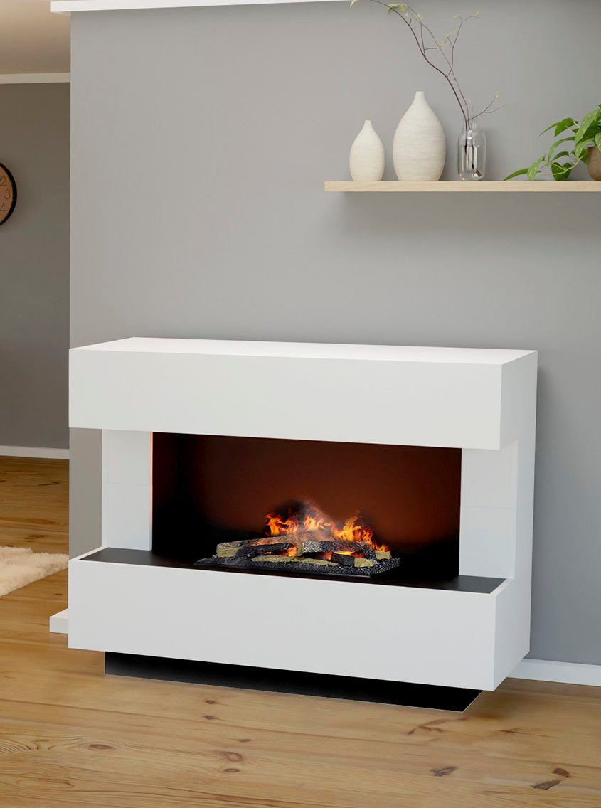 GLOW FIRE Elektrokamin Kant, Wasserdampfkamin mit 3D Feuer mit integriertem Knistereffekt