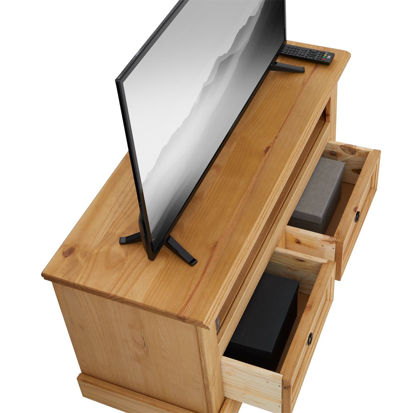 CARO-Möbel Lowboard SALSA, TV Lowboard im Mexico-Stil Fernsehtisch Mexiko Möbel Kiefer massiv 2 S