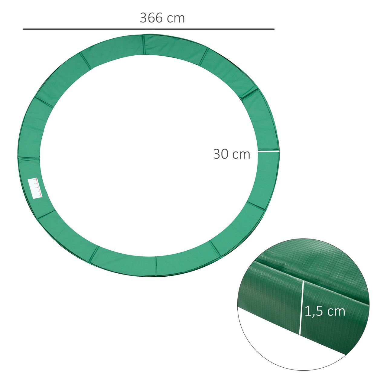 HOMCOM Trampolin Randabdeckung Sicherheitsnetz 8ft 10ft 12ft 15ft Randabdeckung: Ø366 cm-Grün (Trampolin nicht inbegriffen)