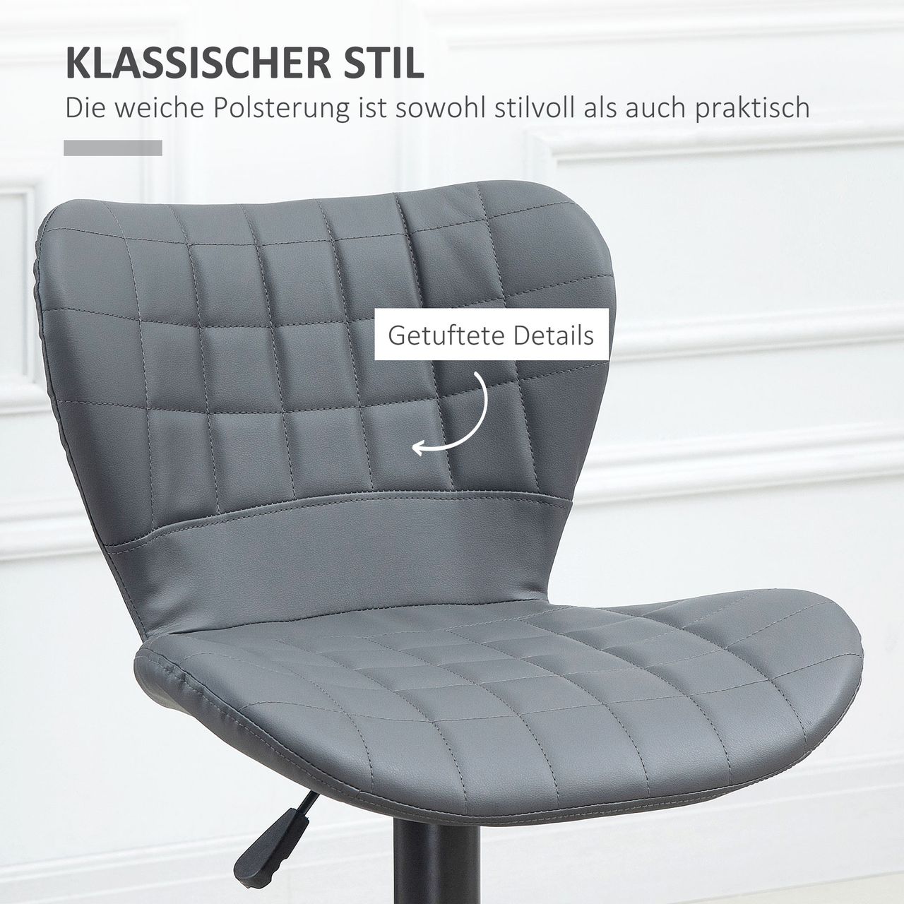 HOMCOM 2er-Set Barhocker Bistrohocker mit Rückenlehne 360° drehbar Kunstleder