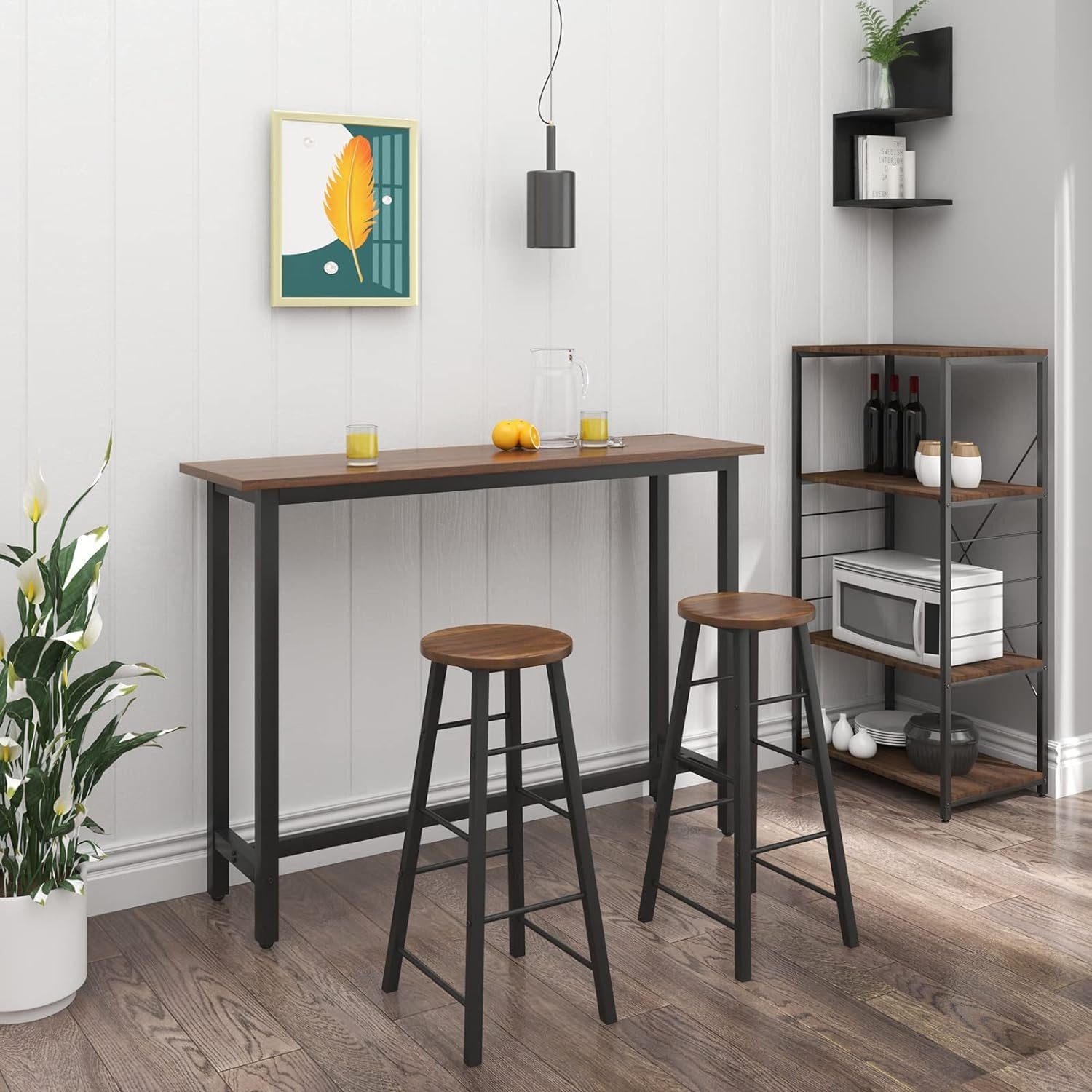 Woltu Bartisch (1-St), Metallgestell, Tischplatte aus MDF, 140x40x100cm