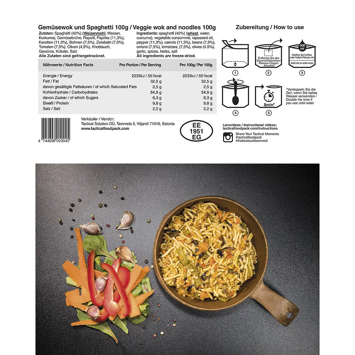 Tactical Foodpack Gemüsewok mit Nudeln