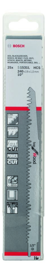 Bosch plavi pribor 2608650465 2608650676 S1531L Gornji list za recipročnu pilu za drvo 240 mm 25 dijelova