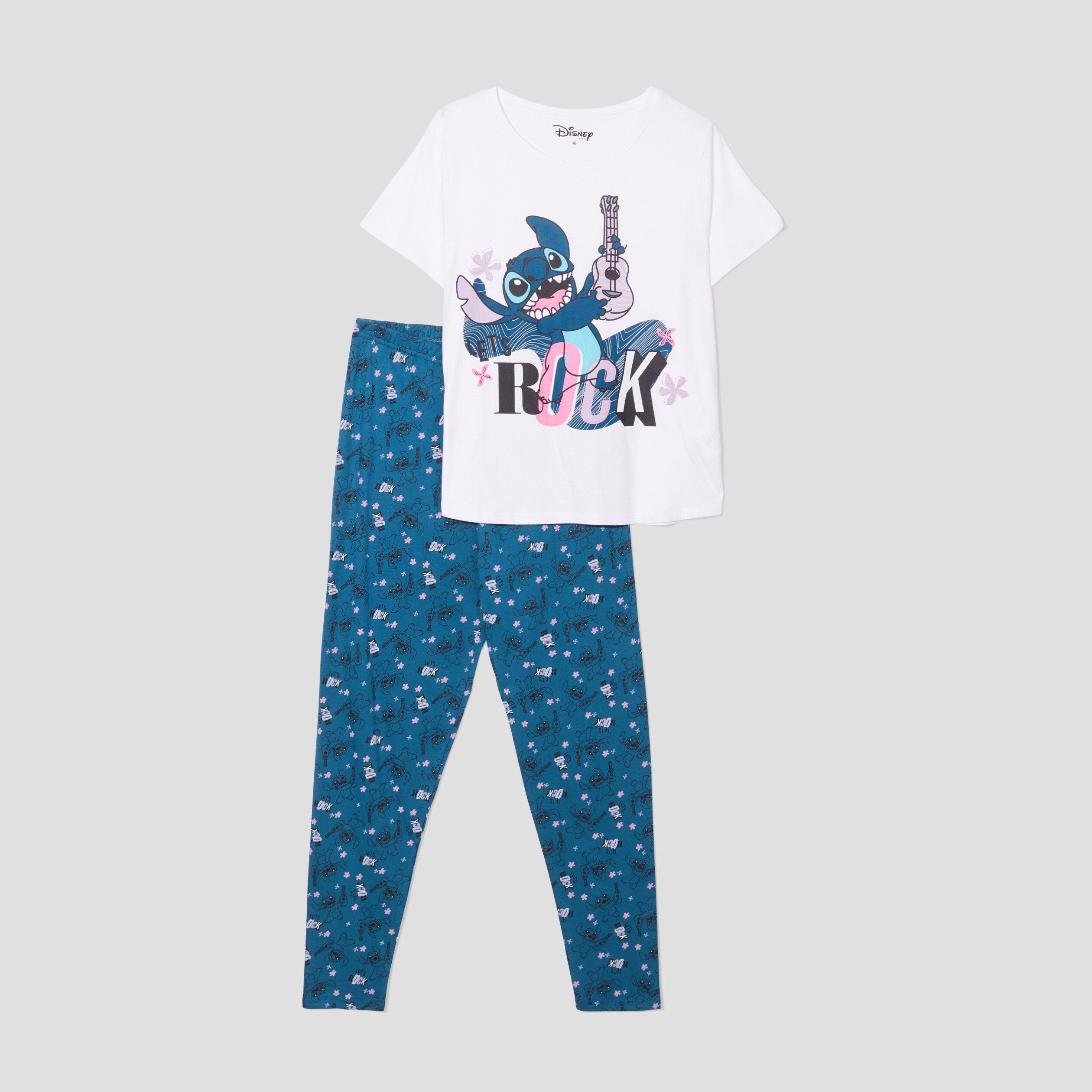 Ensemble pyjama legging Lilo et Stitch blanc femme | La Halle