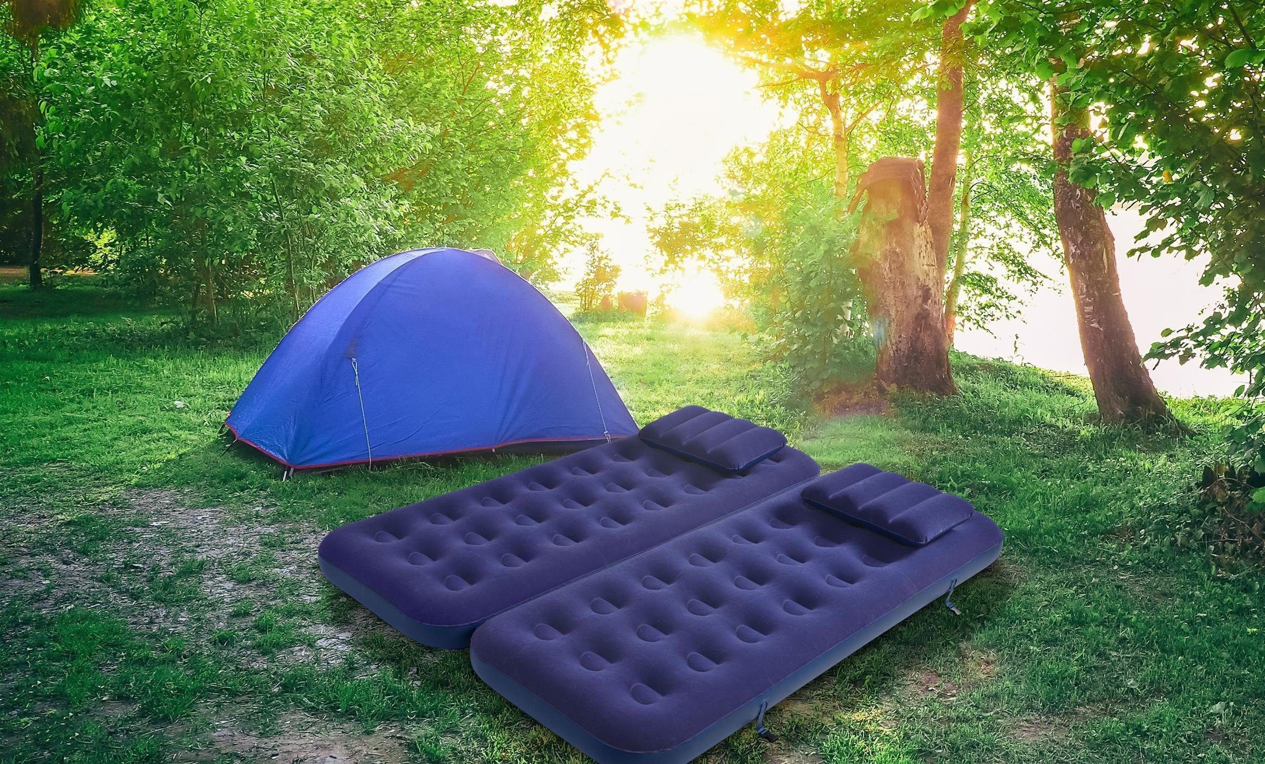 Avenli Luftbett Campingbett aufblasbar, (Luftmatratze für 2 Personen), 4-in-1 aufblasbares Gästebett inklusive 2 Kissen