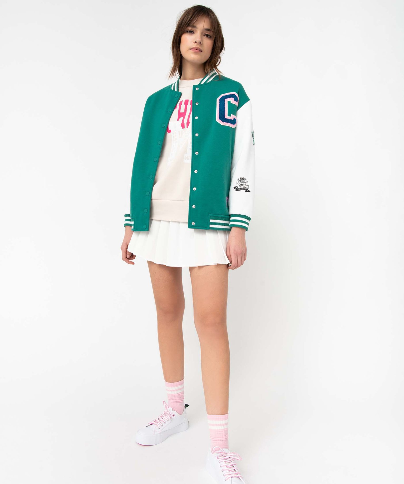 Blouson femme avec manches contrastantes - Camps United vert | GEMO