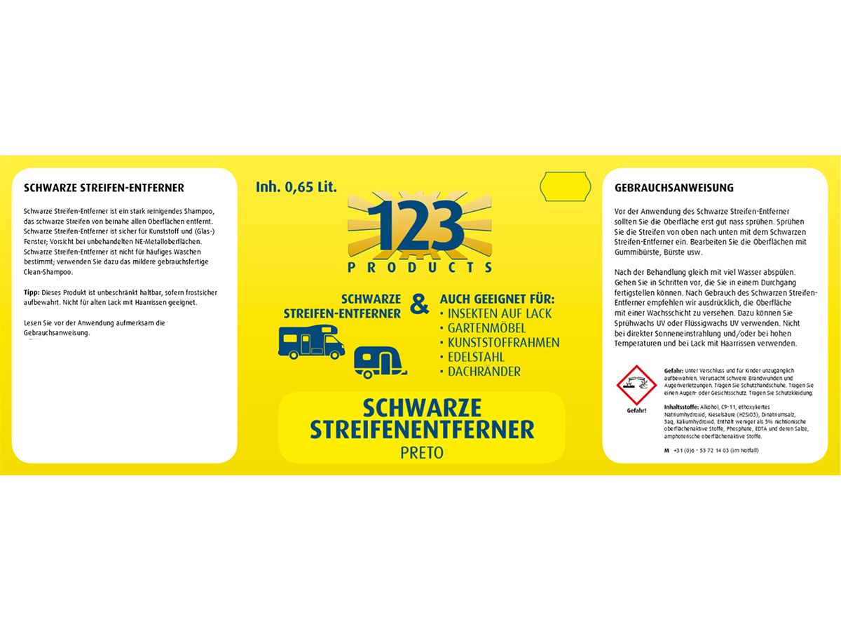 123 Products schwarze Streifenentferner