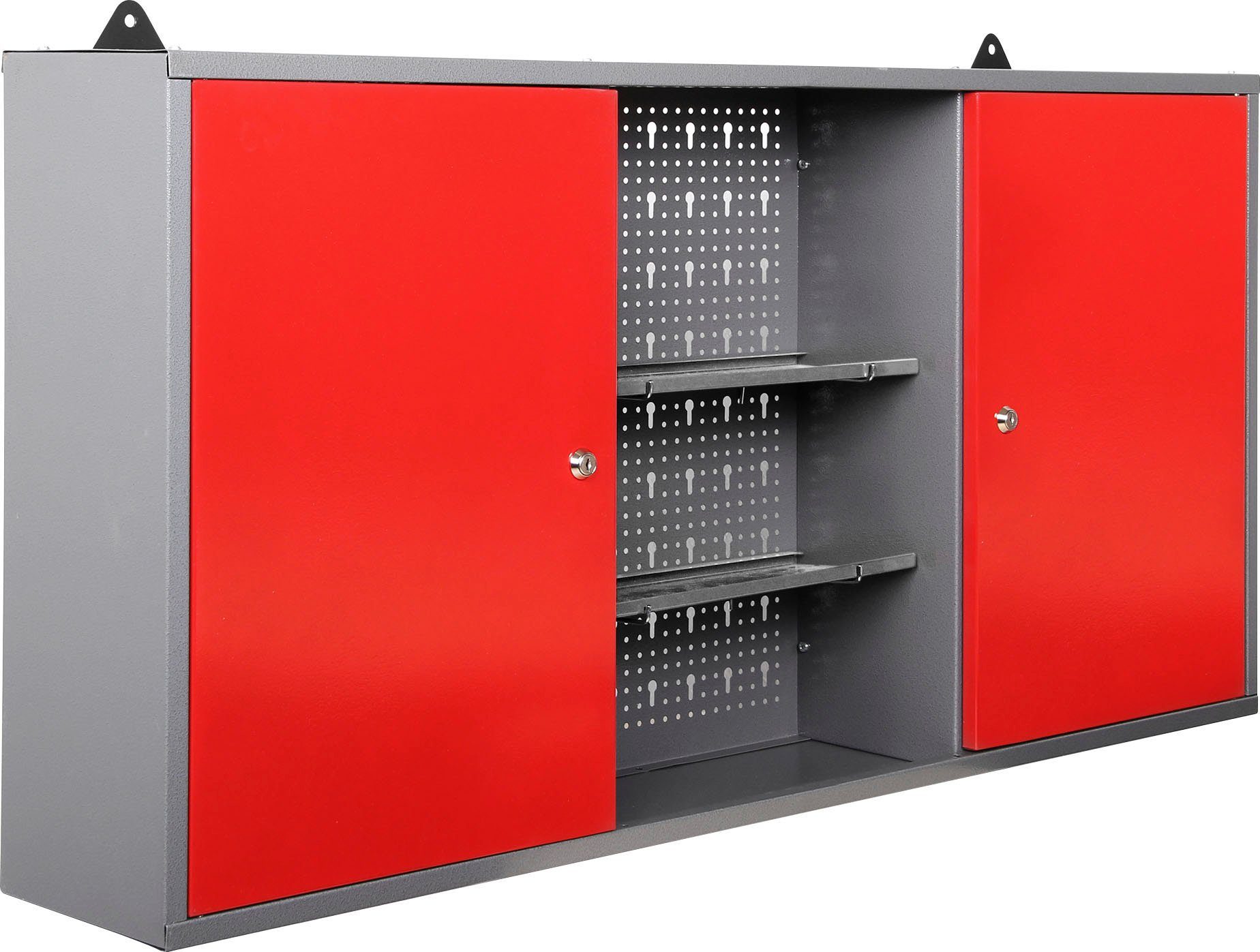 ONDIS24 Werkstatt-Set, (4-tlg), mit 2 Werkbänken, Werkzeugschrank & Lochwand