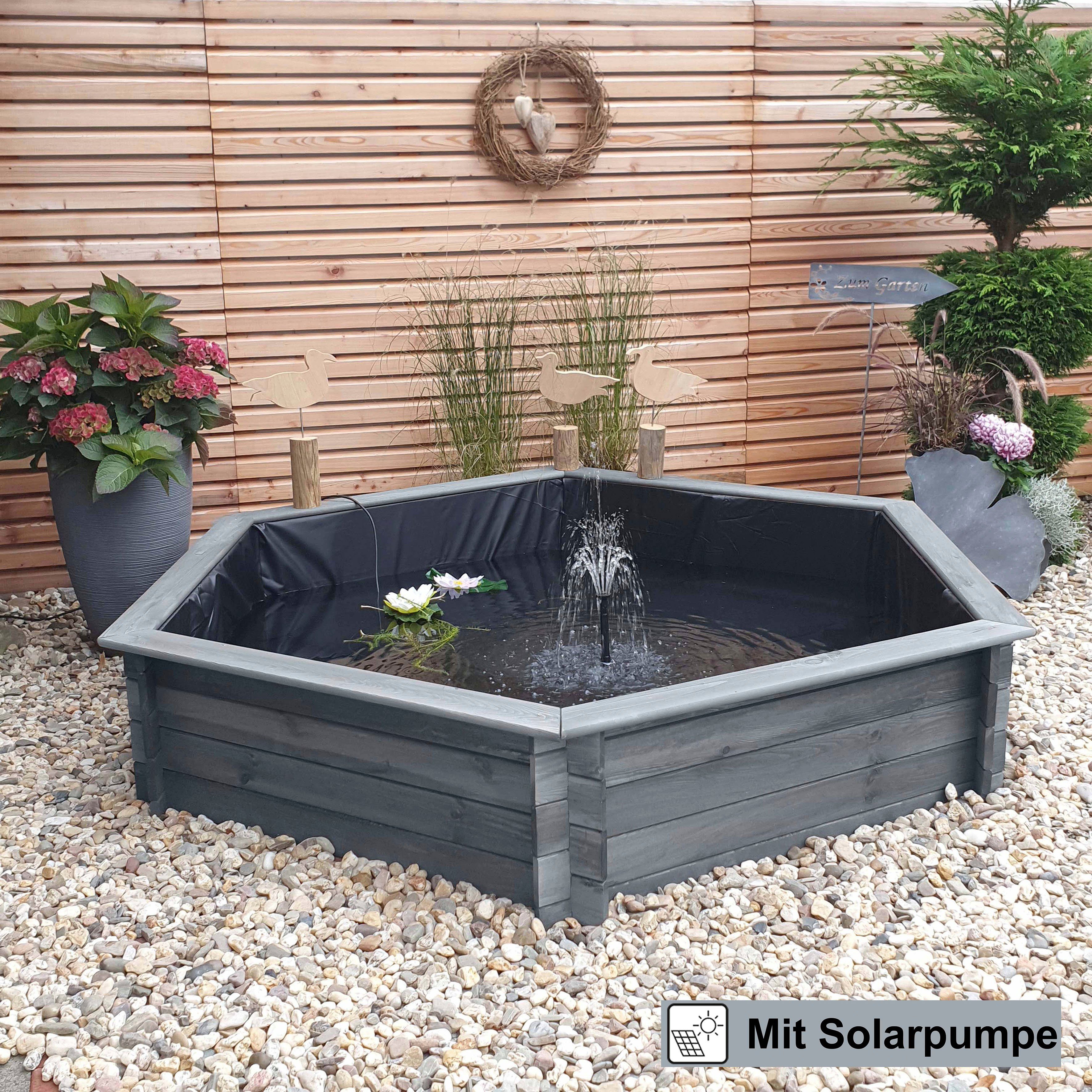 promadino Hochteich, BxTxH: 222x193x40 cm, 1100 l, mit Solarteichpumpe