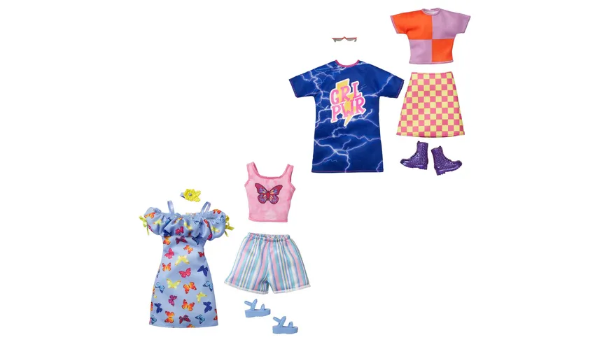 Barbie Moden 2 Outfits und 2 Accessoires für die Barbie Puppe, 1 Stück, sortiert