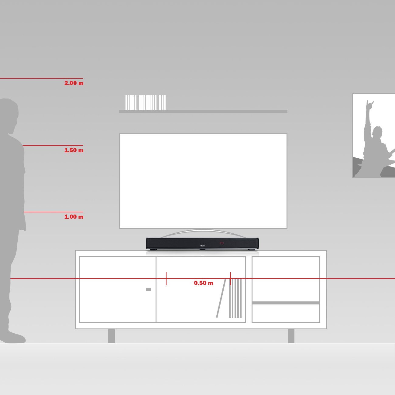 Teufel CINEDECK Sounddeck (HDMI, Bluetooth, 220 W, 9 High-Performance-Töner mit integriertem Subwoofer & Dynamore® Ultra)