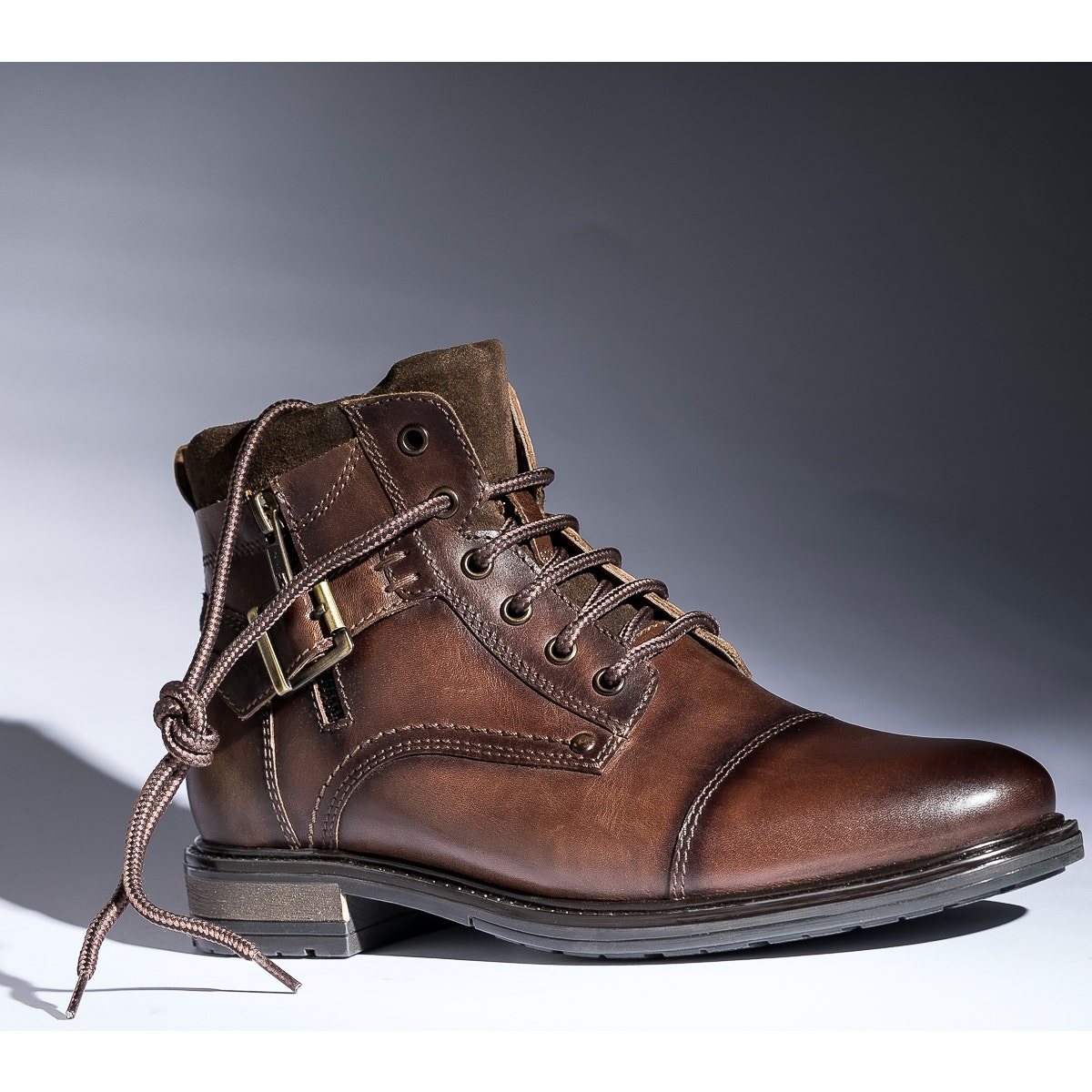 Boots à lacet marron en cuir