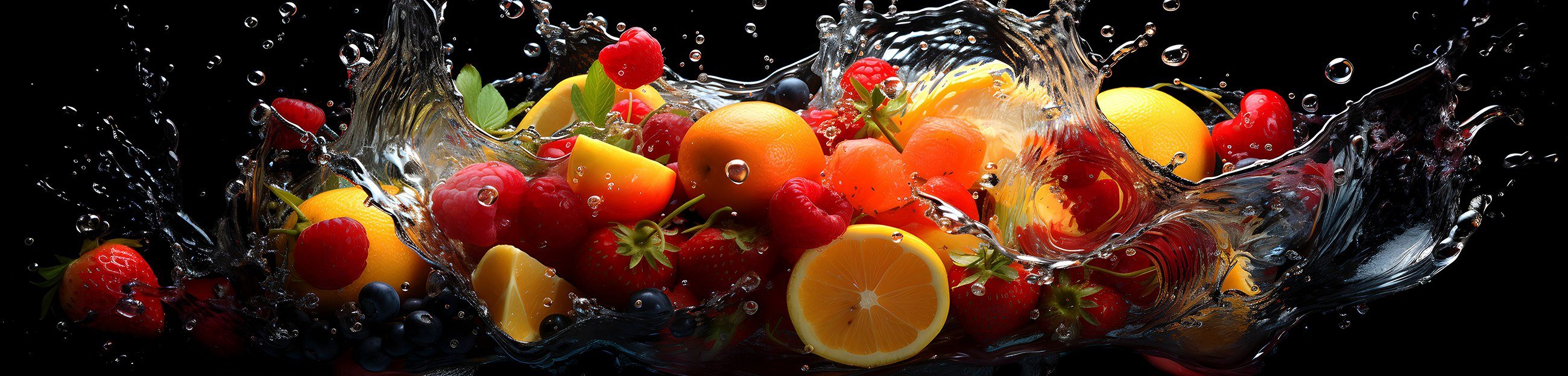 Wallarena Fototapete Küche Obst Zitronen Himbeeren Vlies Tapete Wandtapete 250x60 cm, Glatt Vlies, Abwaschbares Vlies, Blaubeeren, Modern, Tapete inklusive Kleister Vliestapete Motivtapete Laminiert Waschbar