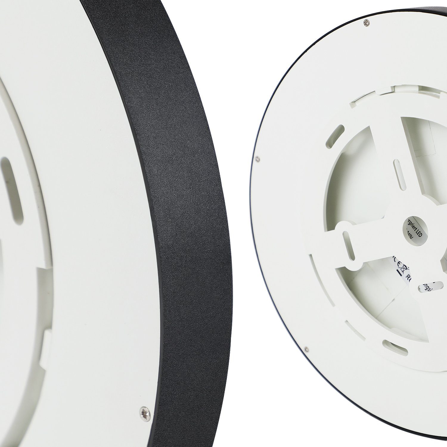 ZMH LED Deckenleuchte ∅22cm IP44 Wasserdicht einfache Selbstmontage mit Aufbauanleitung, nicht dimmbar, 3000K//4000K//6500K, Schwarz, 6500K