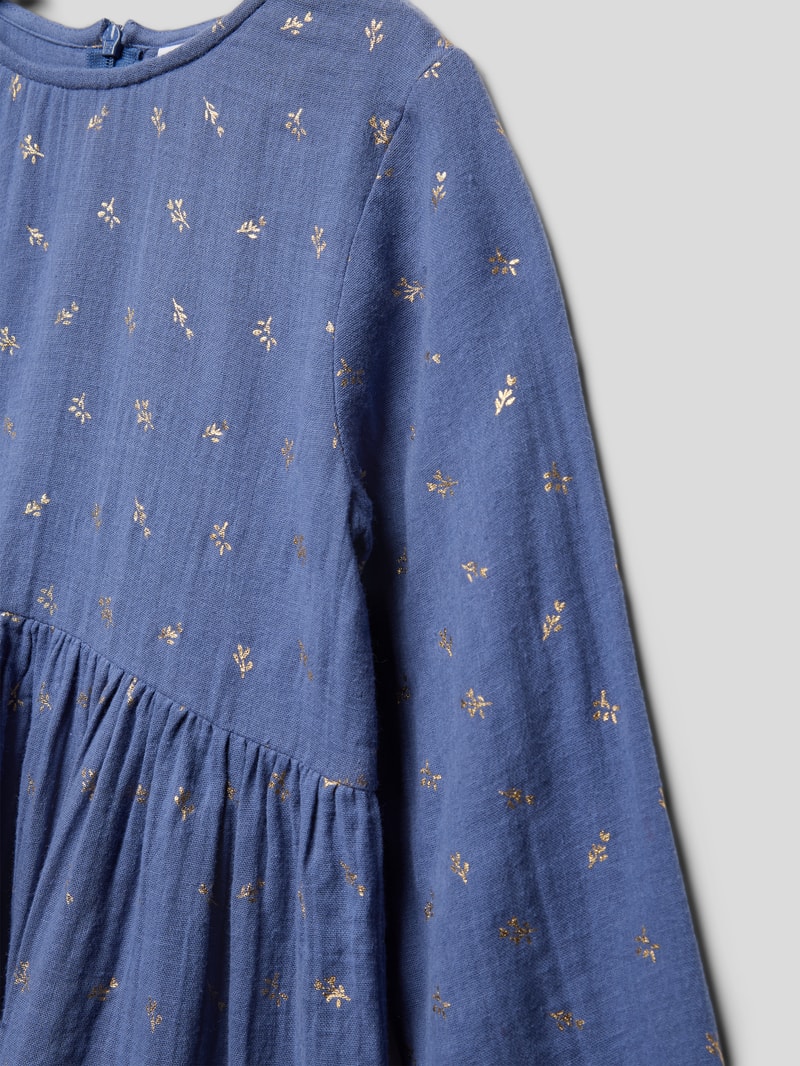 Knielanges Kleid mit Volantsaum in bleu