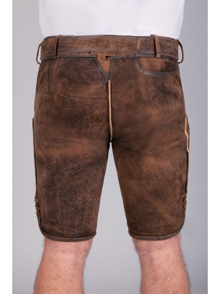 Edelnice Kurze Wildbock Lederhose Bernd in dunkelbraun günstig kaufen