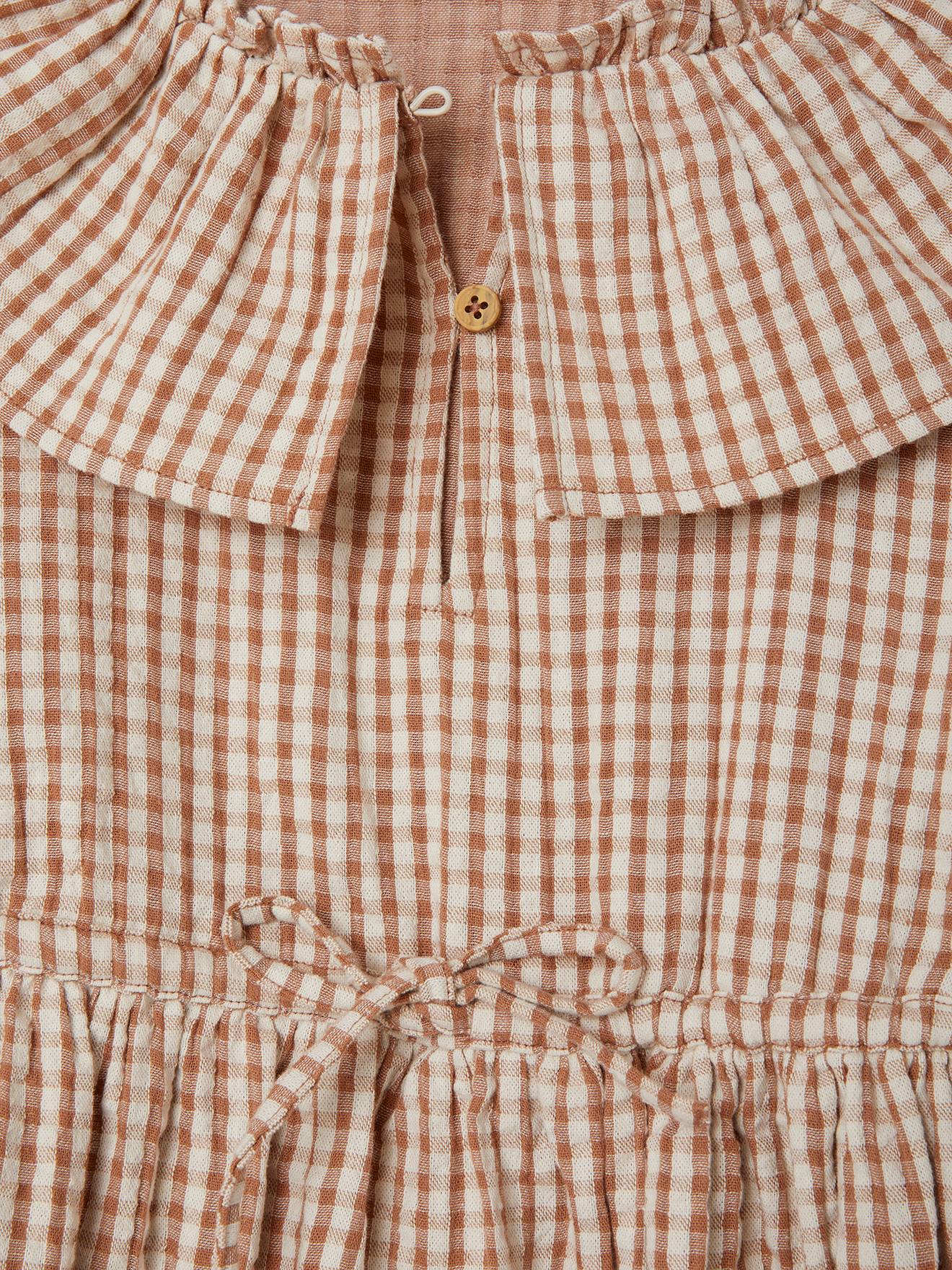Robe à carreaux vichy avec collerette fille carreaux marron