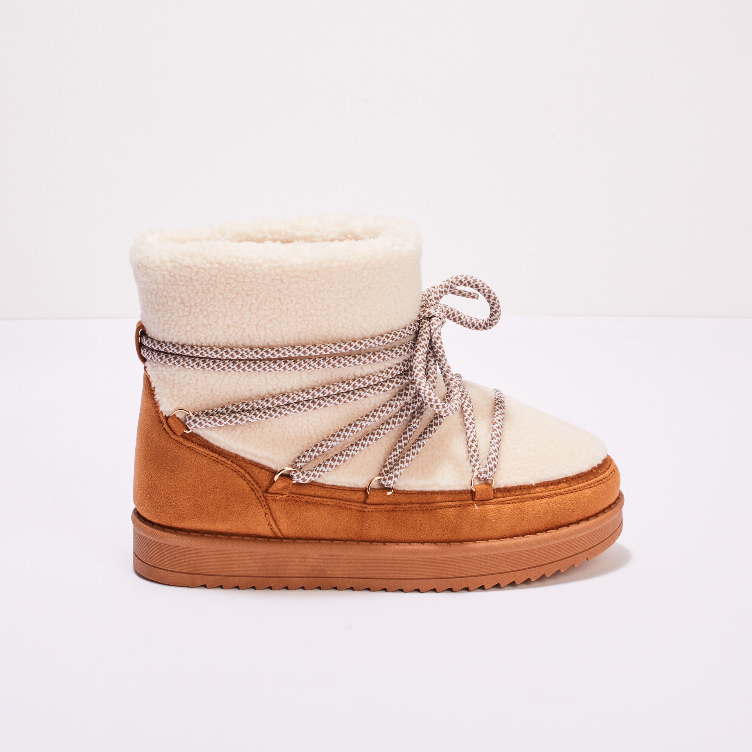 Bottines après-ski à lacets camel femme | Cache Cache
