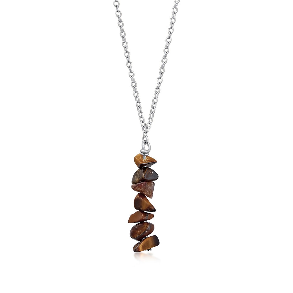 KUZZOI KUZZOI Collier Hommes Pendentif éclat avec pierres précieuses œil de tigre en arg Bijoux