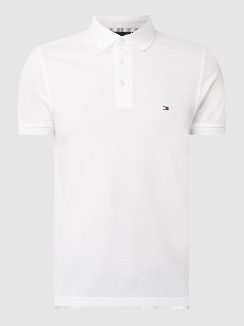 Slim Fit Poloshirt mit Stretch-Anteil in weiß