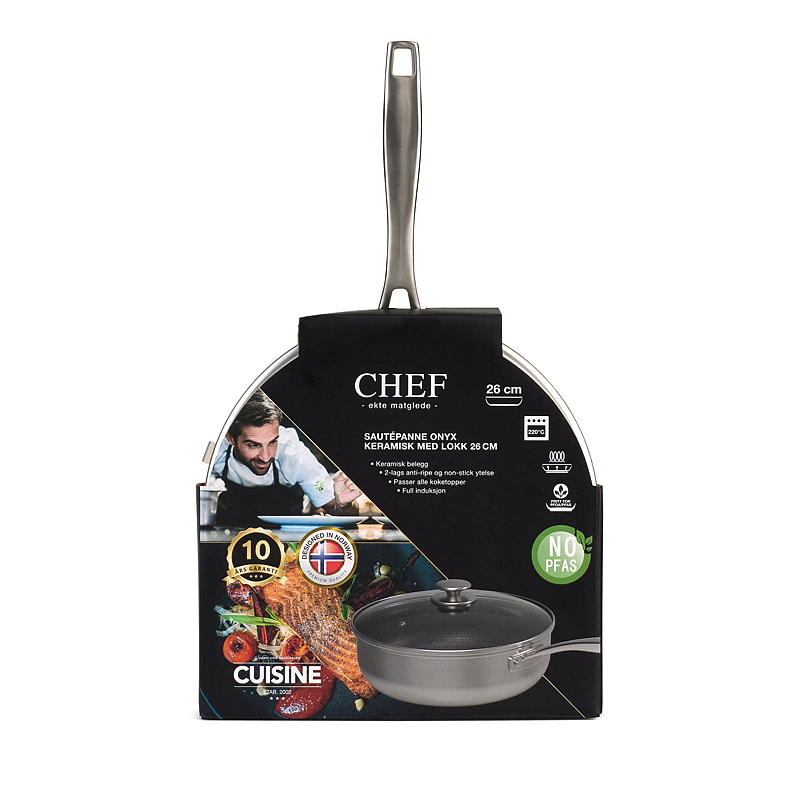 Cuisine Chef Sautepanne ø 26 cm m/lokk Onyx keramisk Cuisine