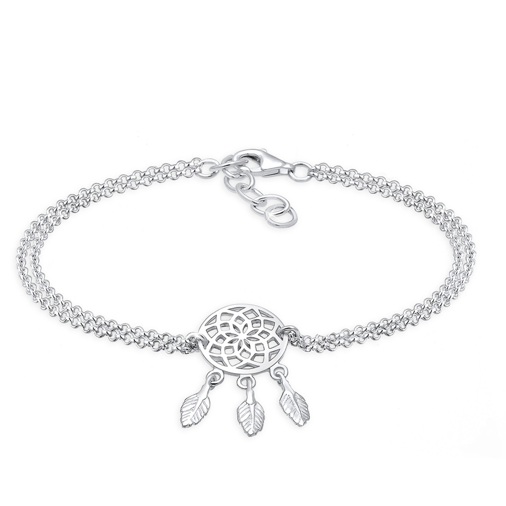 Elli Elli Bracelet Femmes boho attrape-rêves plume en argent sterling 925 Bracelet