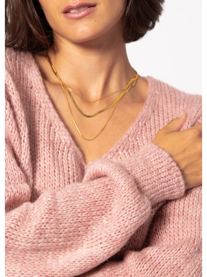 SASSYCLASSY Pullover mit V-Ausschnitt in Altrosa günstig kaufen