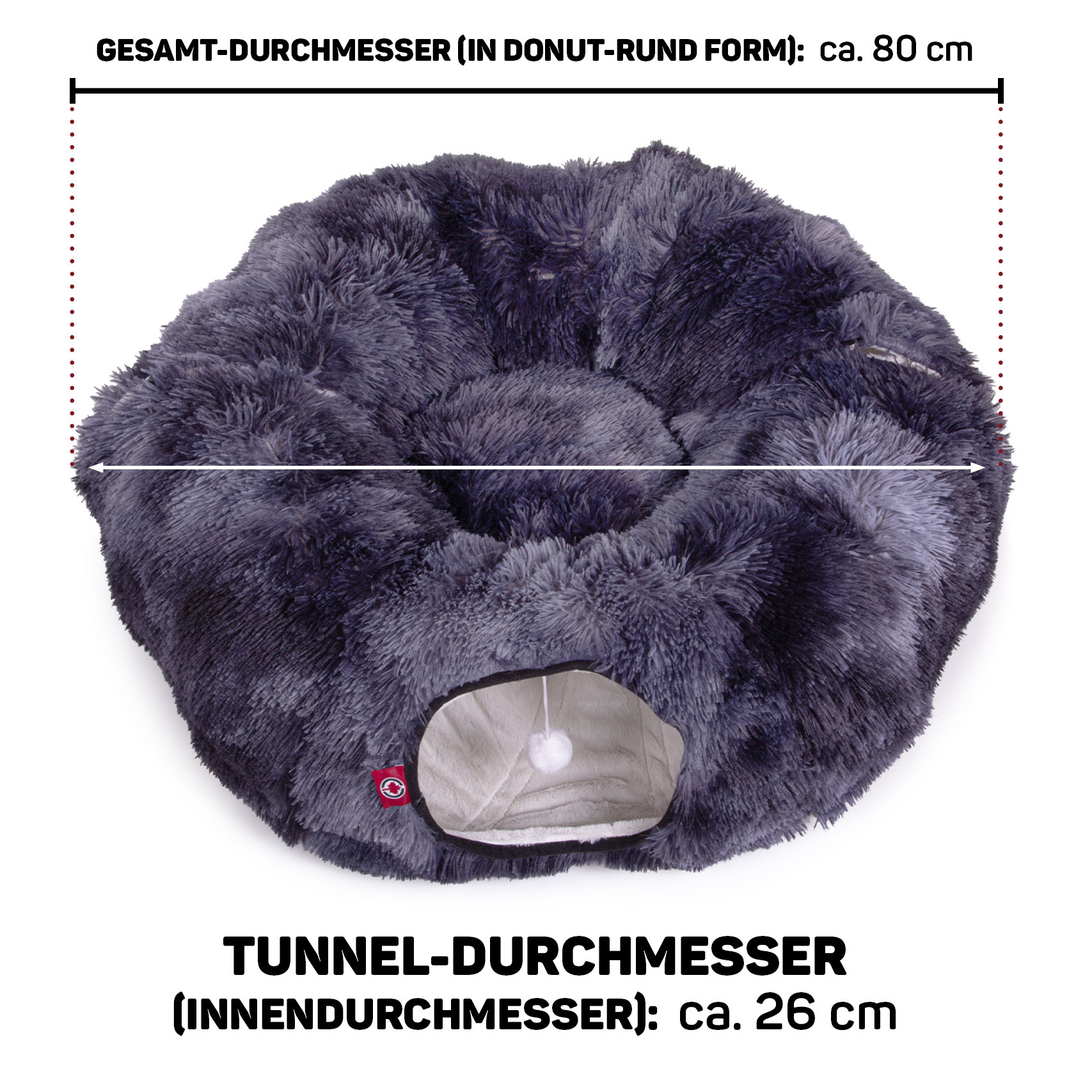 Canadian Cat Company Katzentunnel Canadian Cat Company Katzentunnel OTIS - Donut-Tunnel inkl. Liegekissen | grau | ca. 80 x 80 x 26 cm dunkelgrau