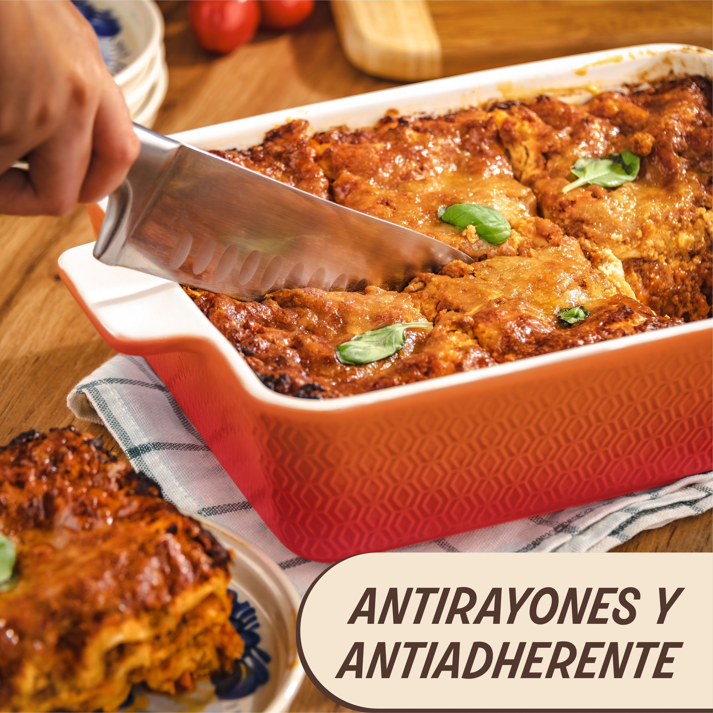 Praknu Auflaufform Groß Ofenfest Ofenform 28 cm - Hoher Rand Mit Antihaftbeschichtung, Porzellan - Keramik, (1-St), Für 4 Personen Lasagne, Tiramisu & Auflauf - Hoher Rand - Rechteckig