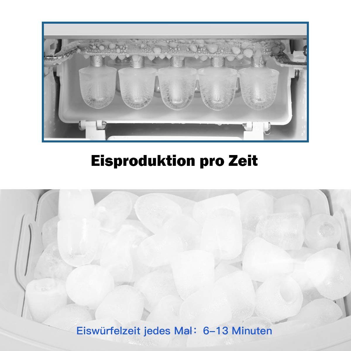 KOMFOTTEU Eiswürfelmaschine, 12kg in 24 Std, 24x36x33cm