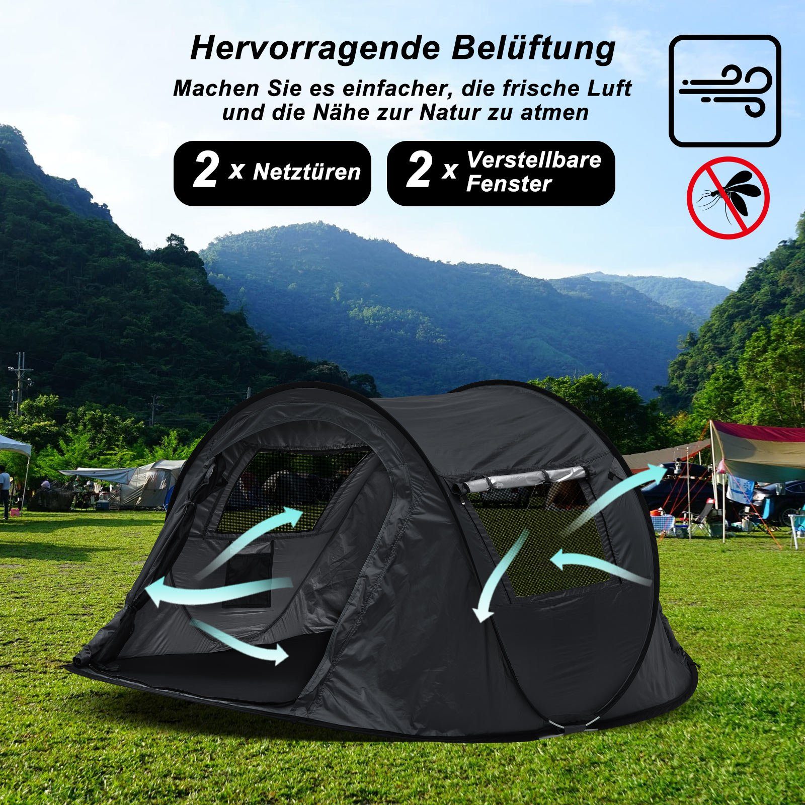LEMROE Kuppelzelt Wurfzelt Pop up Zelt, Personen: 2, UPF 50+ Wasserdicht