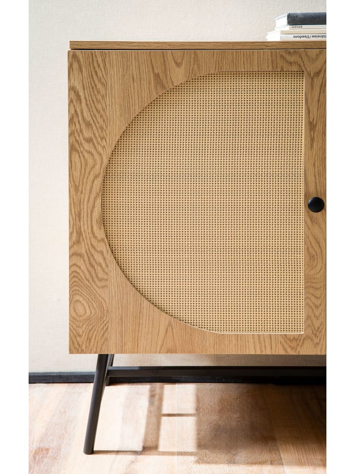 KADIMA DESIGN Sideboard 140x80x39 cm Kommode Eiche-Dekor mit Rattan Geflecht günstig kaufen onesize