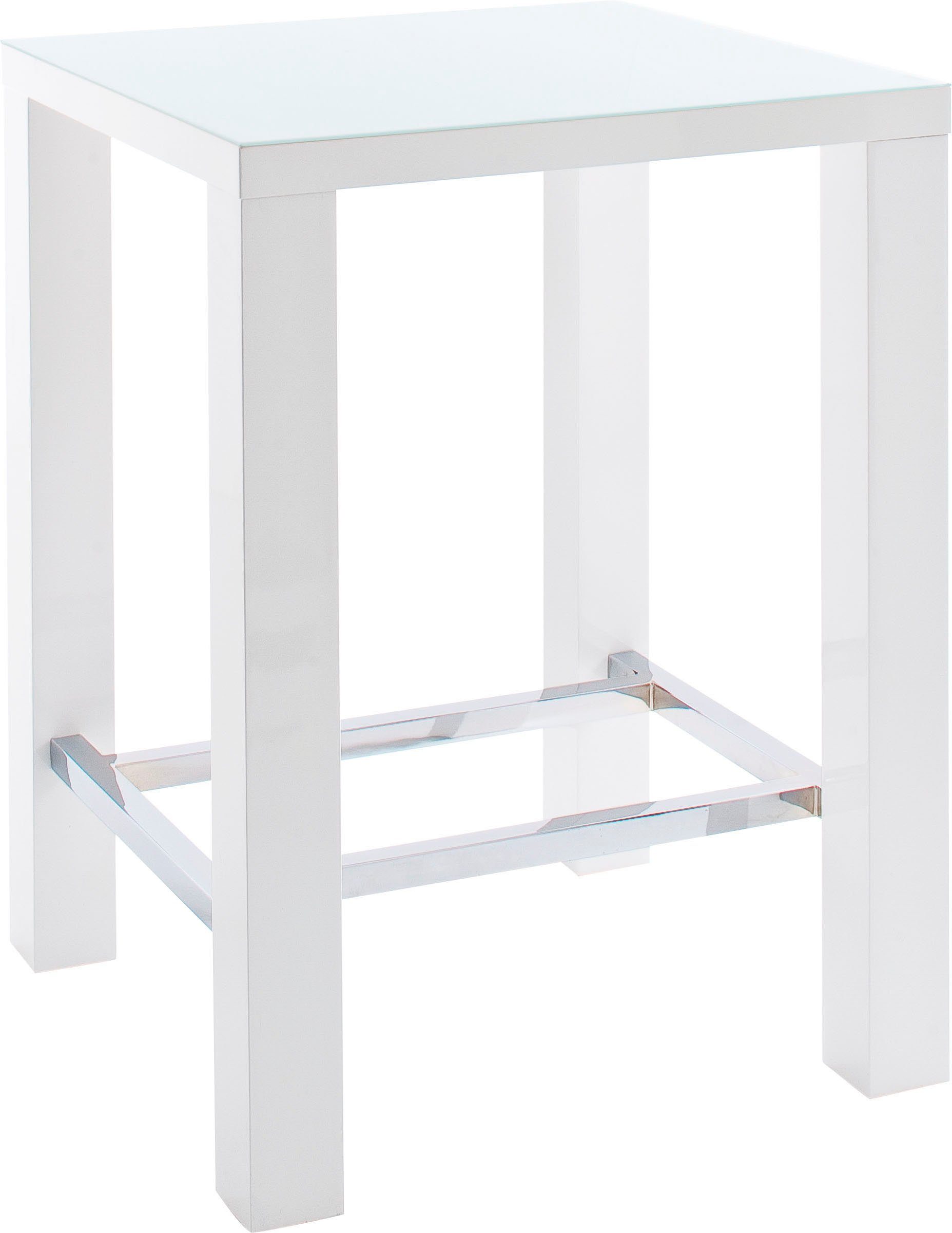 MCA furniture Bartisch Jam, Bartisch weiß hochglanz, Küchentisch, Stehtisch mit Sicherheitsglas