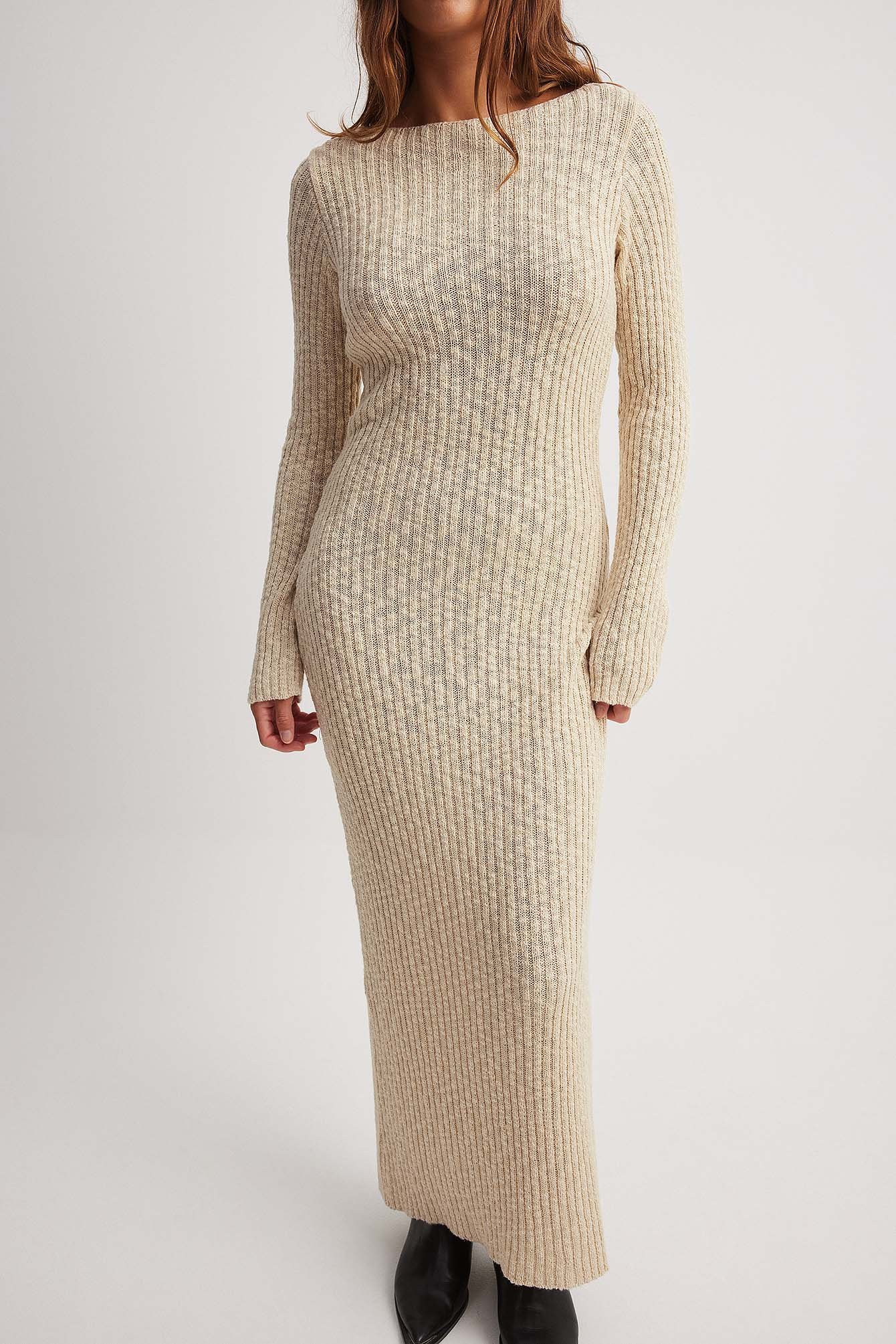 Maxistrickkleid mit Rundhalsausschnitt