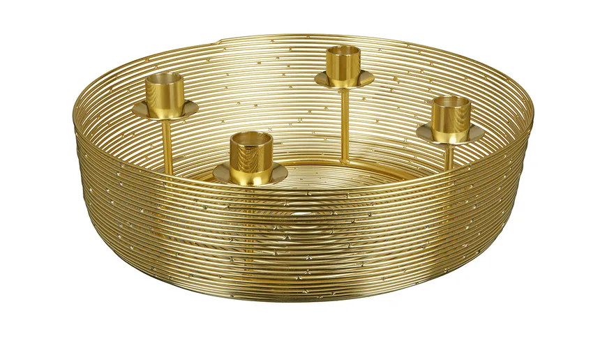 GILDE Edelstahl Adventsleuchter/Schale Ø30cm goldfarben