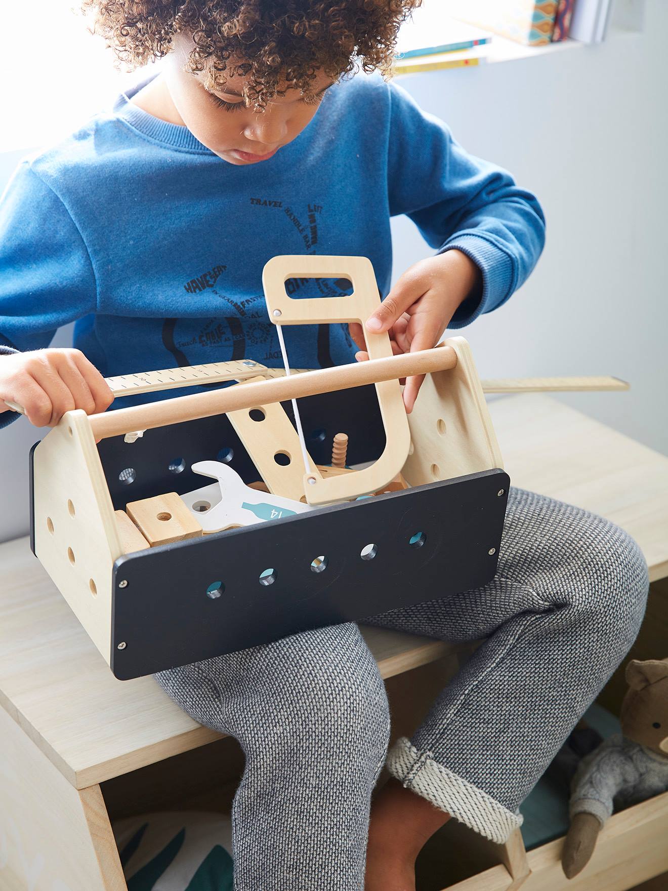 Boîte à outils du bricoleur en bois FSC® noir