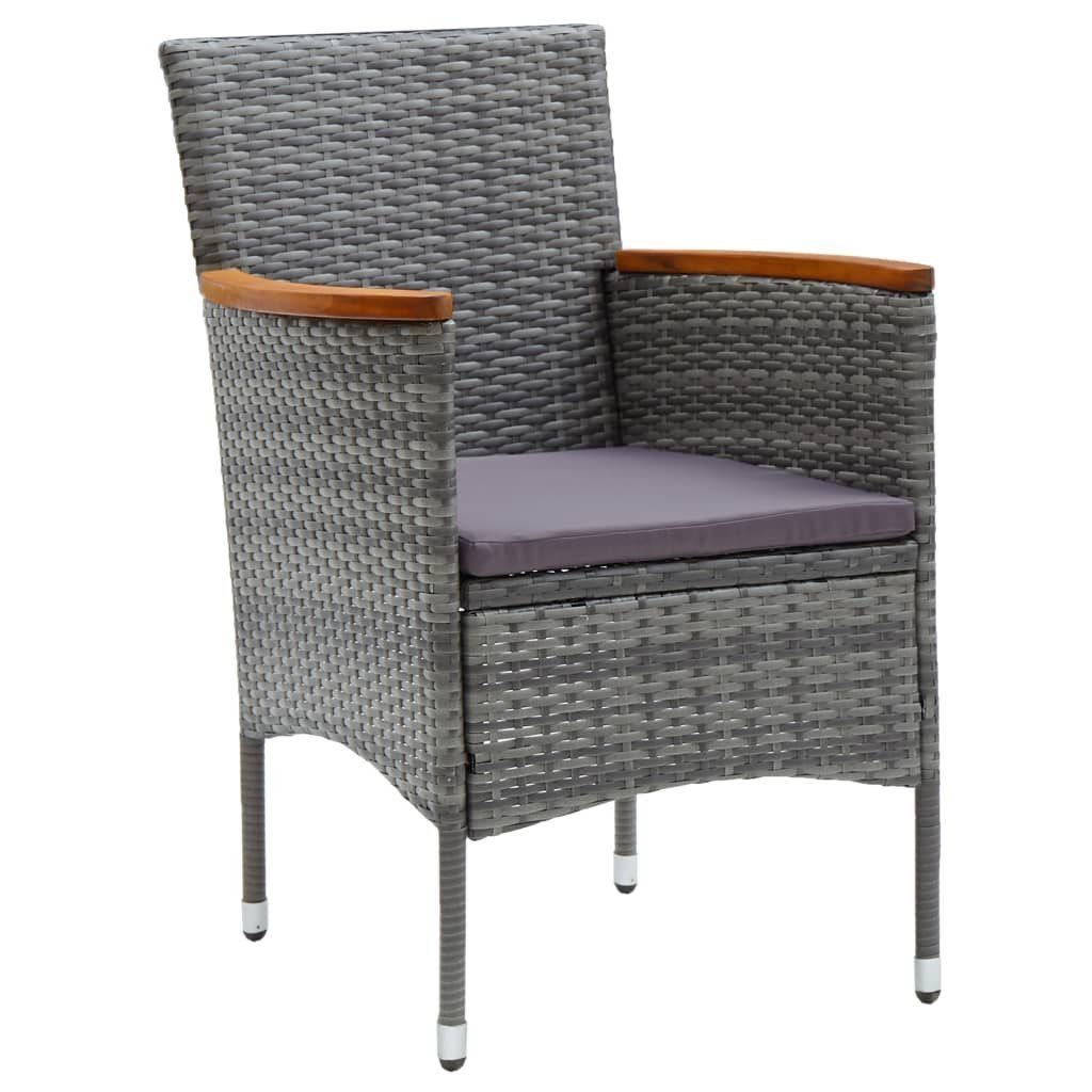 vidaXL Gartenstuhl Garten-Essstühle 4 Stk. Poly Rattan Grau (4 St)