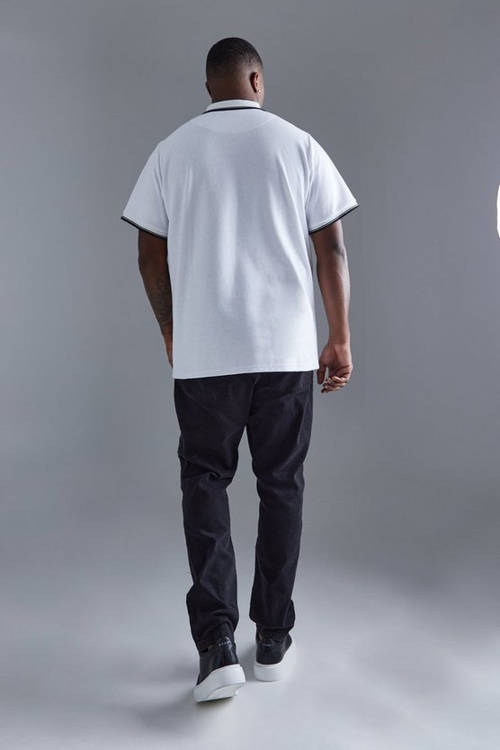 Plus Poloshirt mit Schulterstreifen