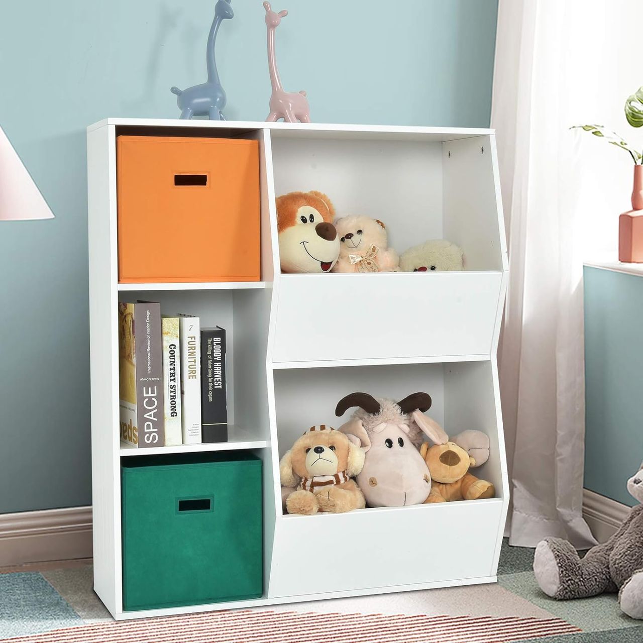 Costway 3-stöckiges Kinderregal, Eckregal modern zur Aufbewahrung