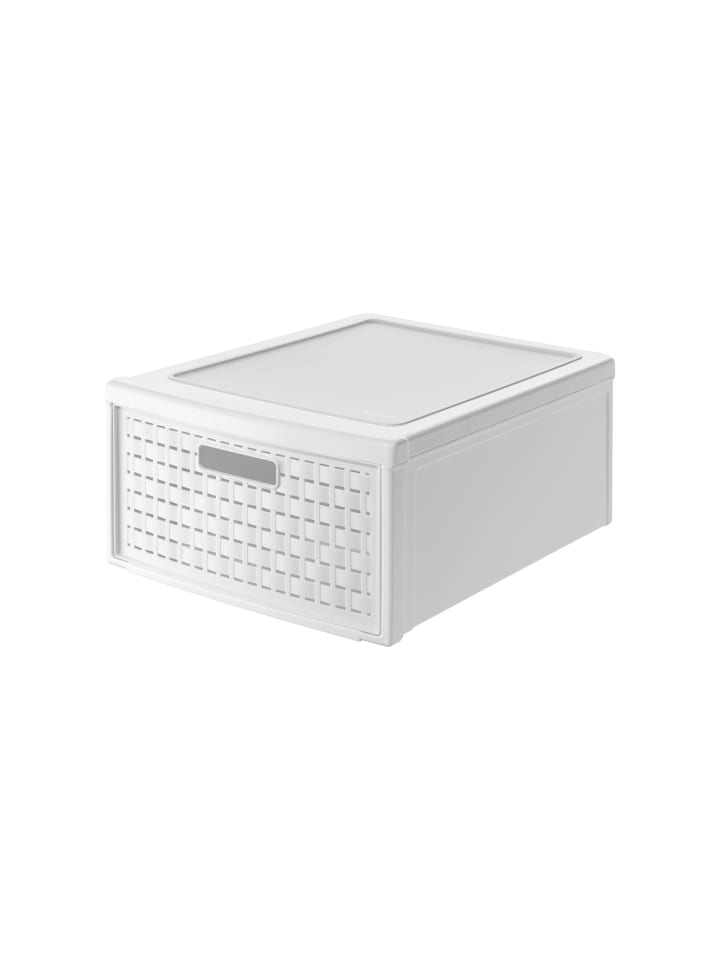 Rotho Country Schubladenbox mit 19.2l Schub in Rattan-Optik, Kunststoff (PP) in Weiß günstig kaufen onesize