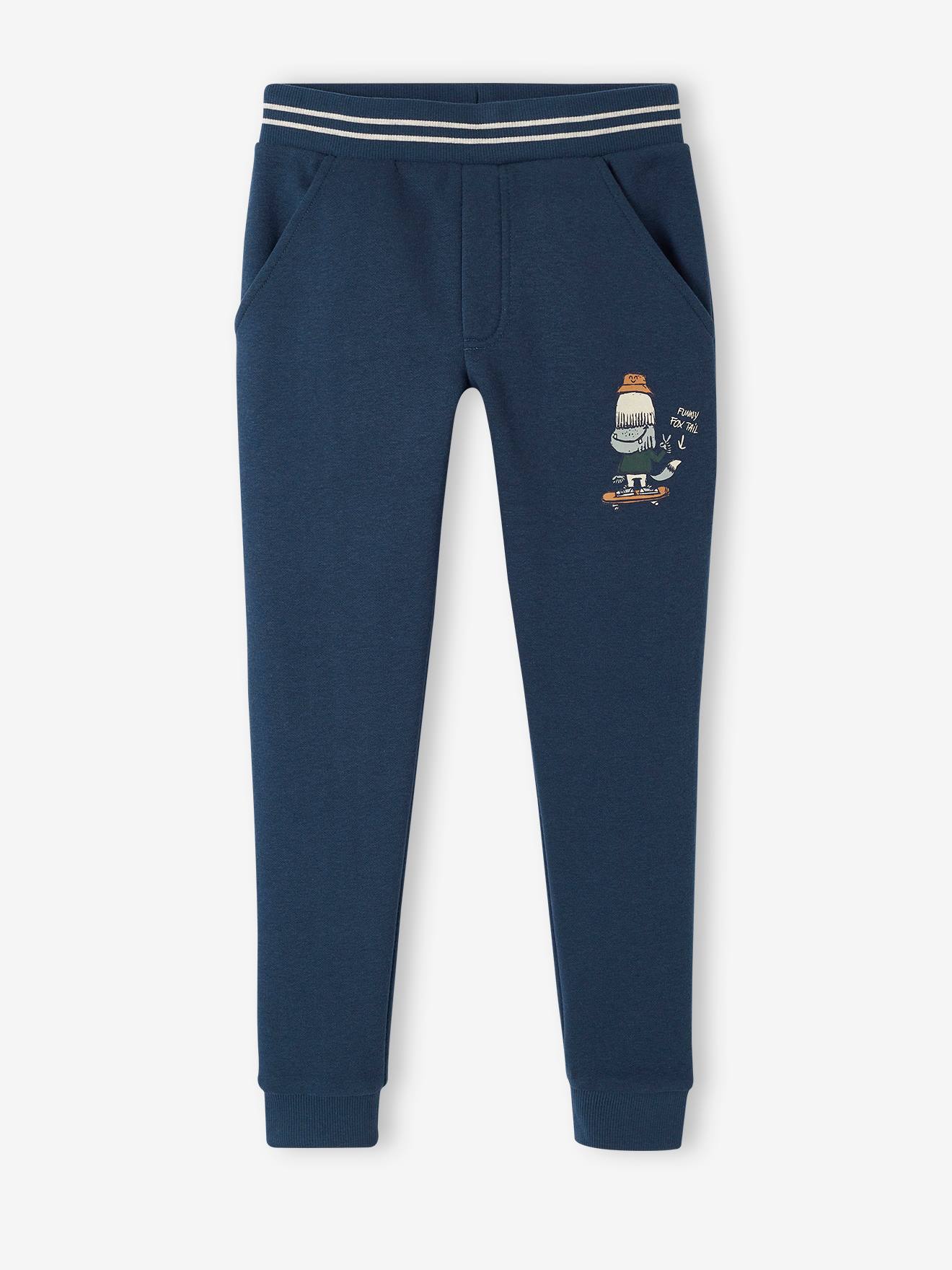 Pantalon jogging sport motif monstre skater garçon marine