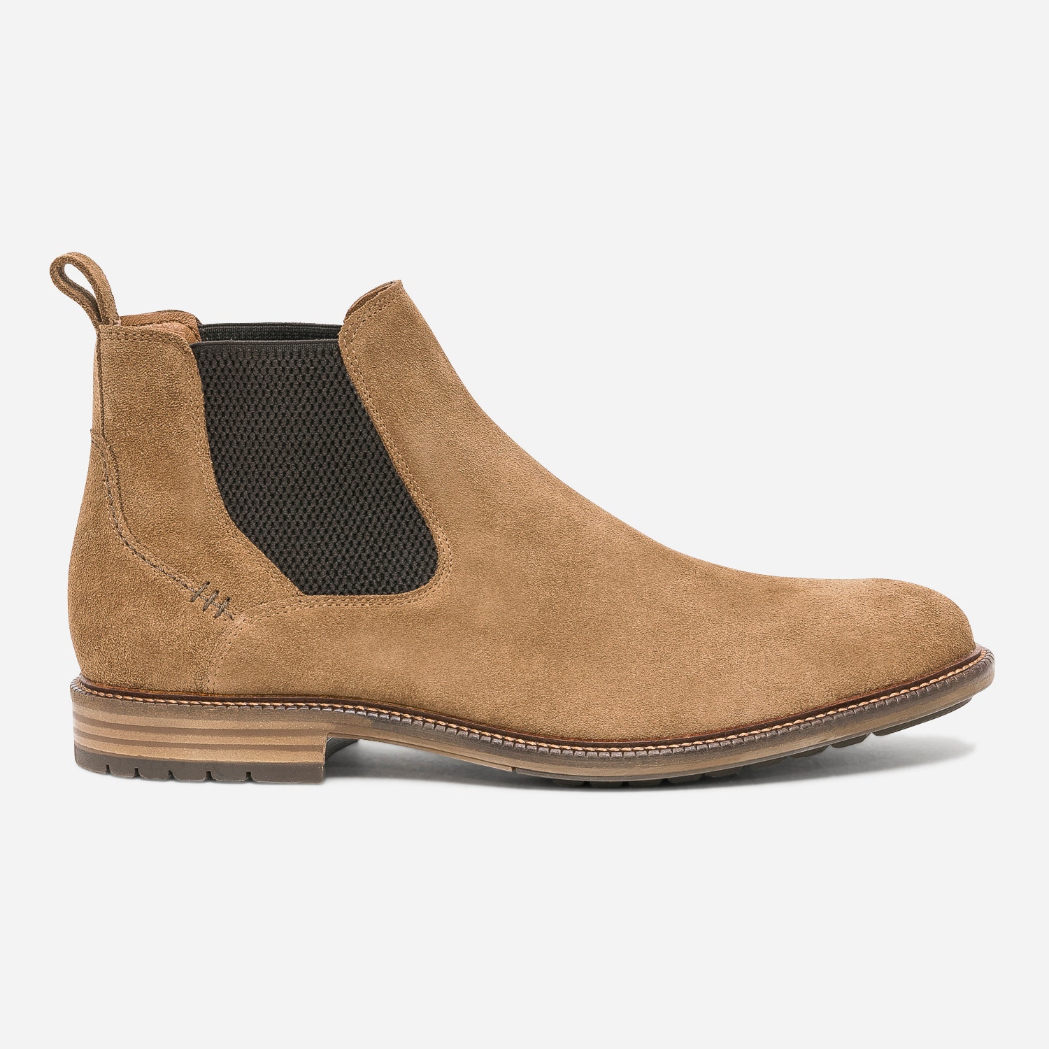 Chelsea boots camel en cuir velours