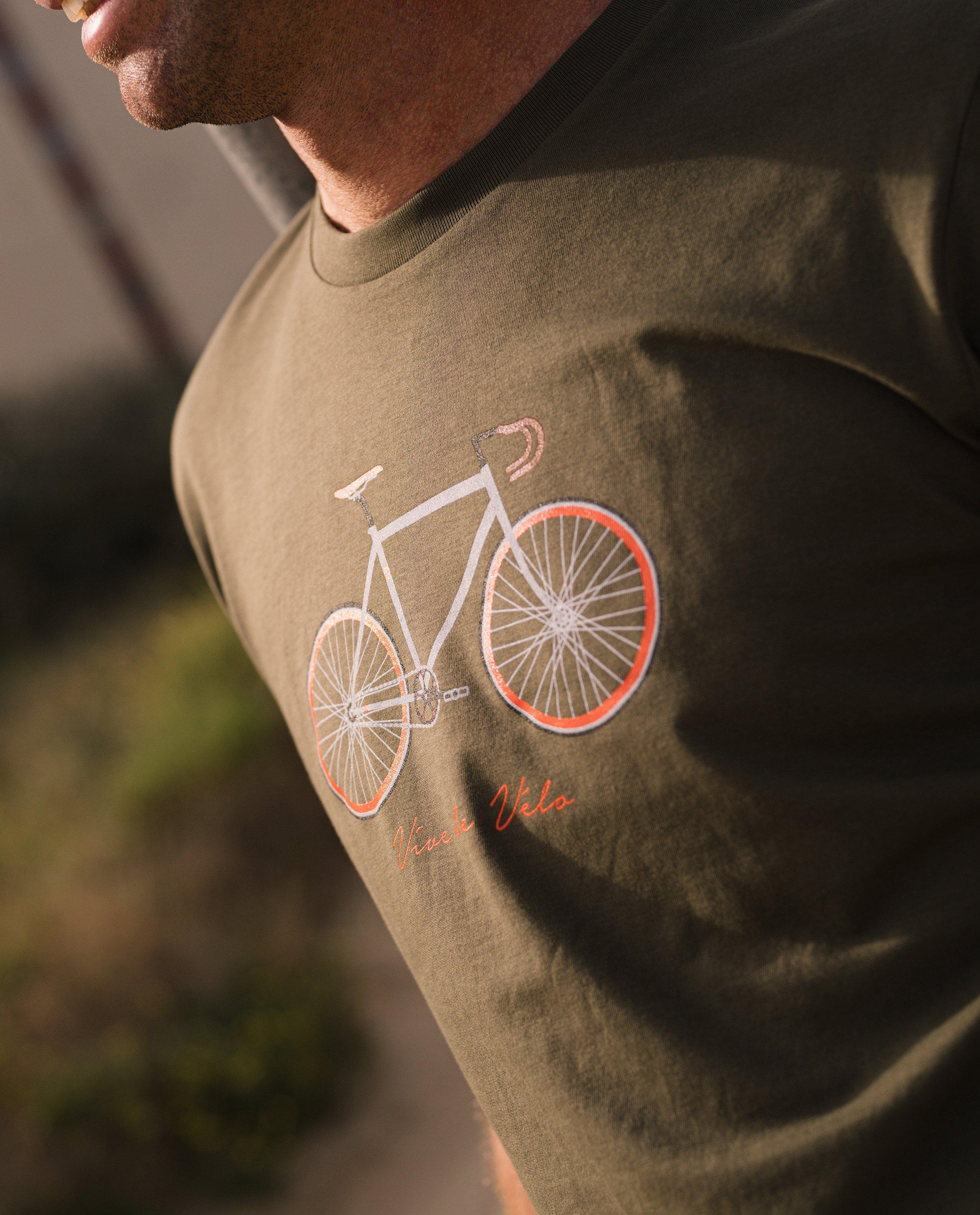 Long Live Cycling Donkergroen póló, S-XXL khaki