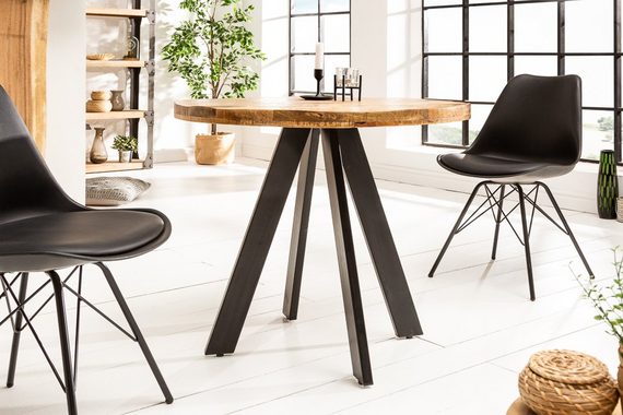 riess-ambiente Esstisch IRON CRAFT 80cm natur, Massivholz · rund · Küchentisch · Mangoholz