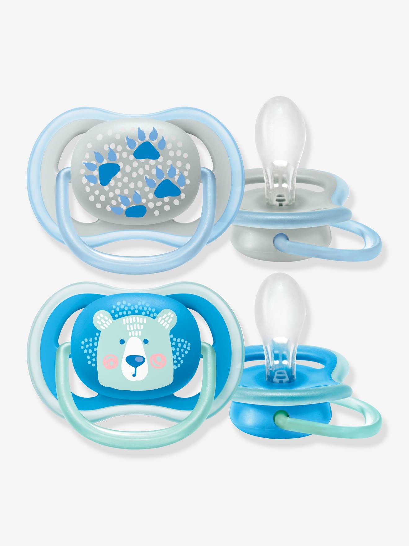 Lot de 2 sucettes Ultra air animals 2e âge Philips AVENT pingouin + éléphant