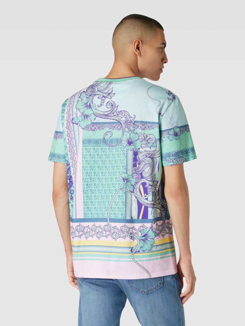 T-Shirt mit Allover-Muster in helltürkis