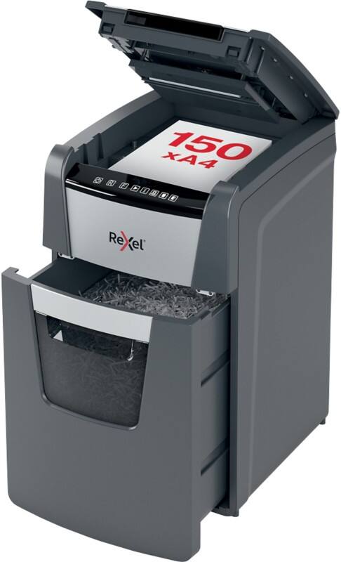 Rexel Optimum AutoFeed  150M Automatischer Aktenvernichter Mikroschnitt Sicherheitsstufe P-5 150 Blatt Automatisch & 6 Blatt Manuell