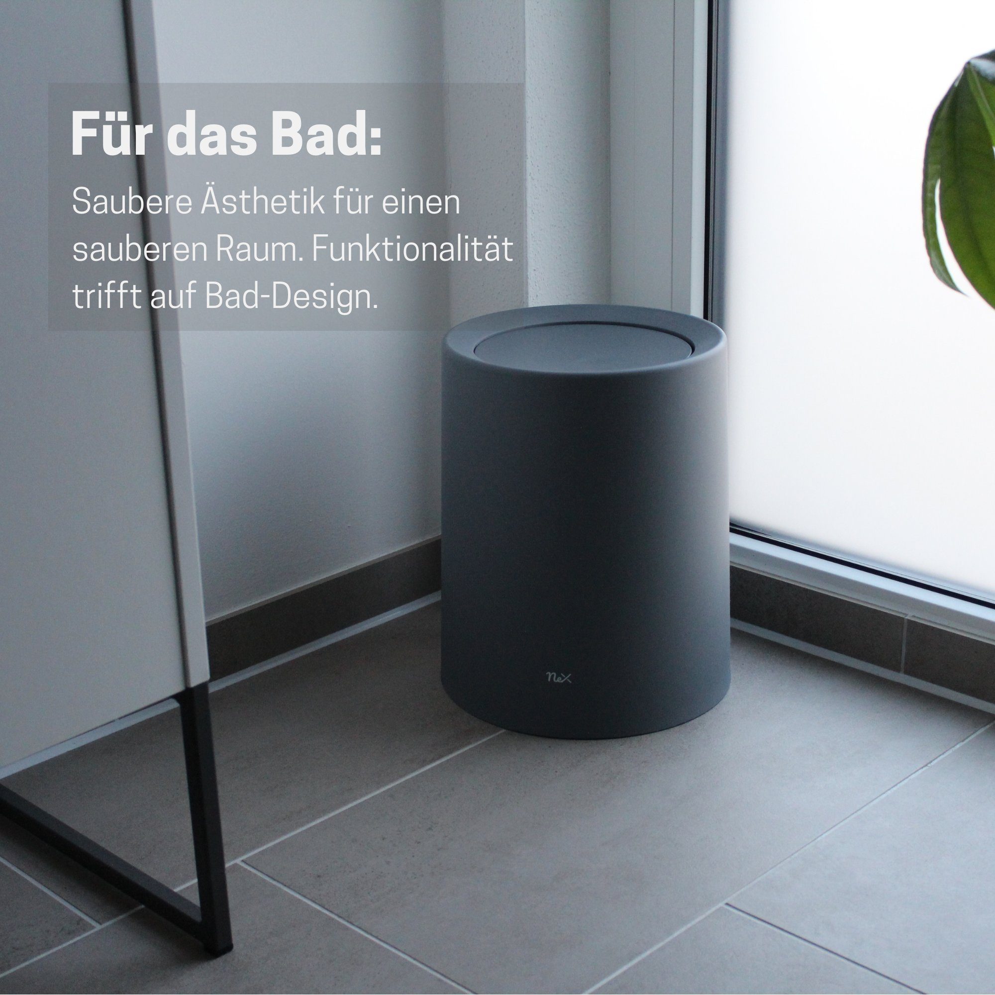 AllBlue products Papierkorb Papierkorb Mülleimer - Matt mit Deckel - Für Küche, Büro & Bad - 12L